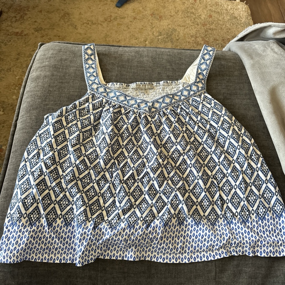 Daniel Rainn Blue and White Embroidered Top